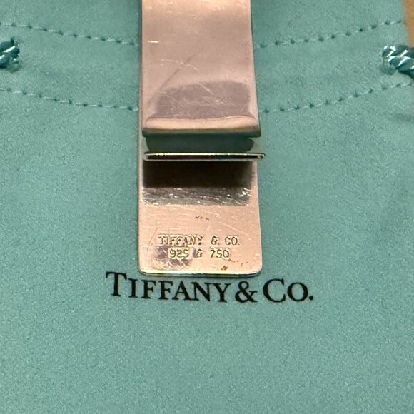 TIFFANY & CO. 18k YG & Silver Basket Weave Money Clip - Picture 7 of 12